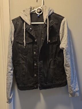 H&M Black and Gray Layered Hoodie Jacket